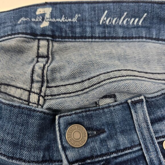 7 For All Mankind Bootcut Jeans Size 26 Women's Blue Denim Stone Washed - Picture 4 of 8